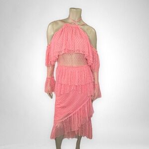 ASOS Dobby Mesh Midi Dress With Asymmetric Ruffles‎ 6